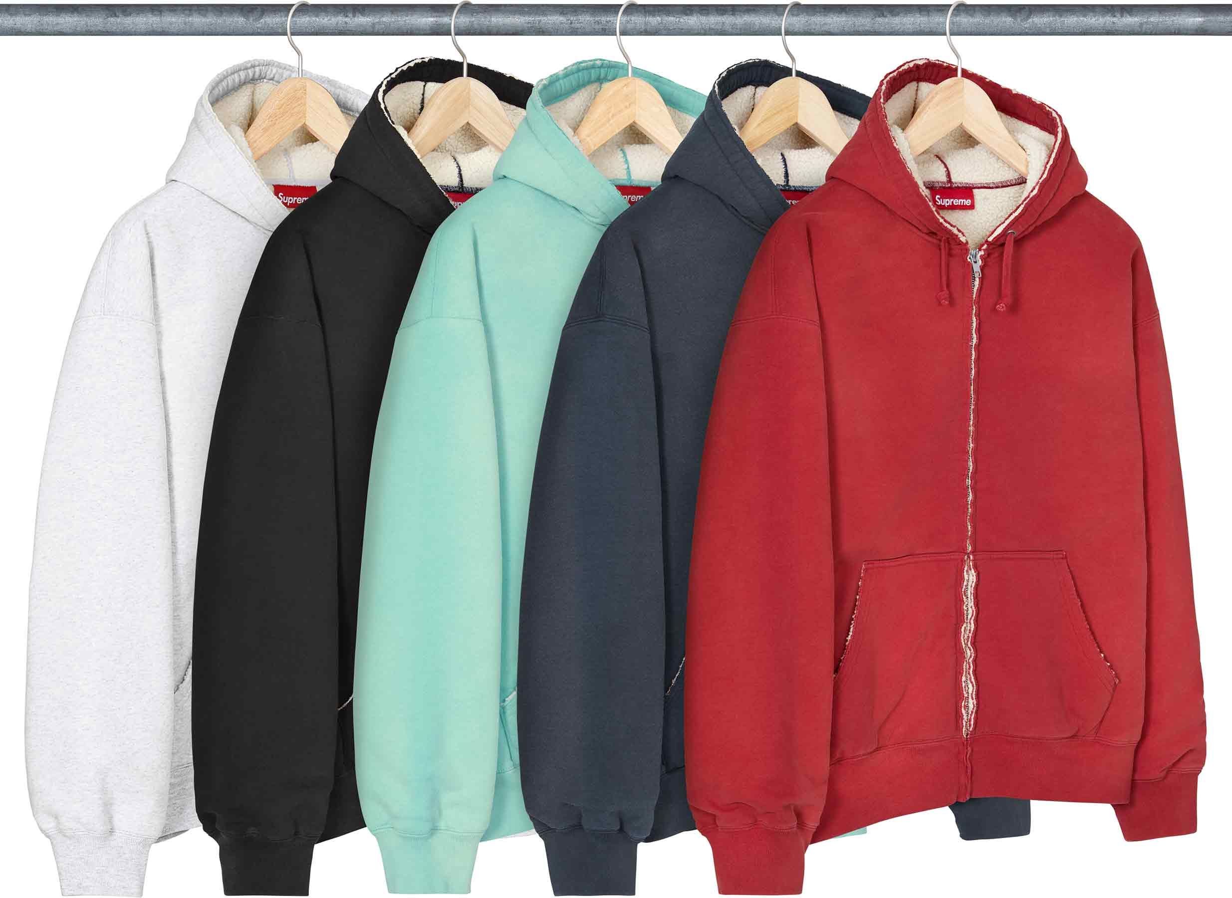 Shearling Lined Zip Up Hooded Sweatshirt view 5